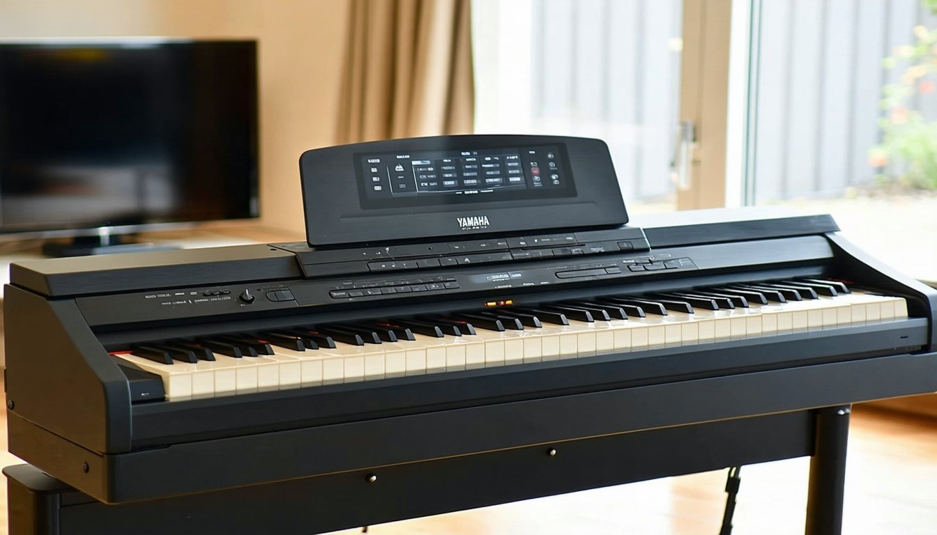 Modern Yamaha Kemble digital piano in a stylish home
